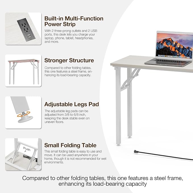 TEMI Small Computer Desk Folding Table - Image 7