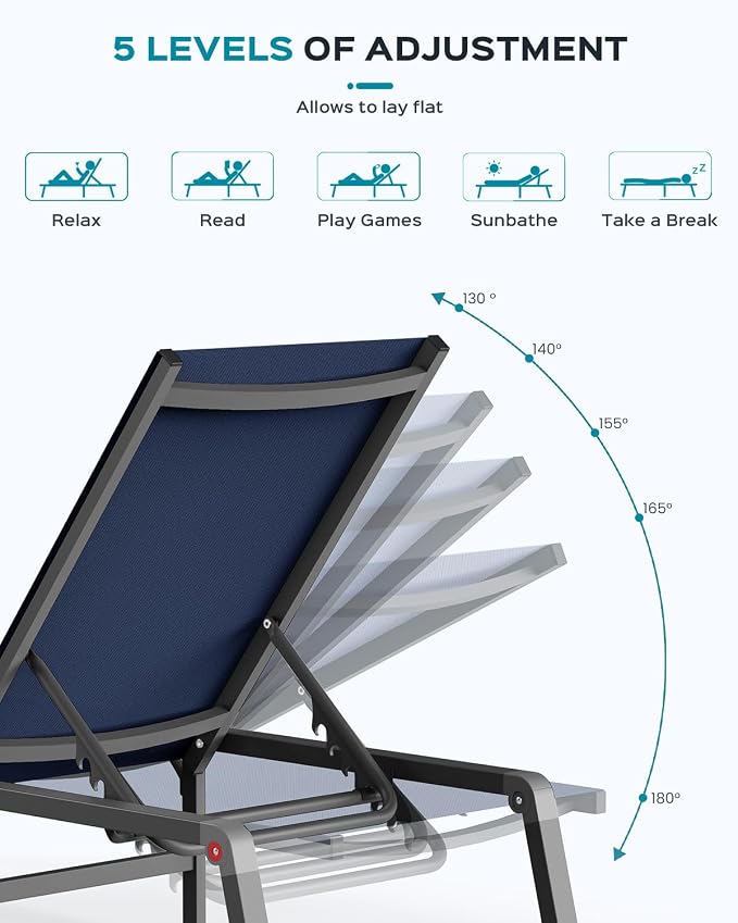 Ciokea Aluminum Foldable Lounge Chairs Set of 4 - Image 4
