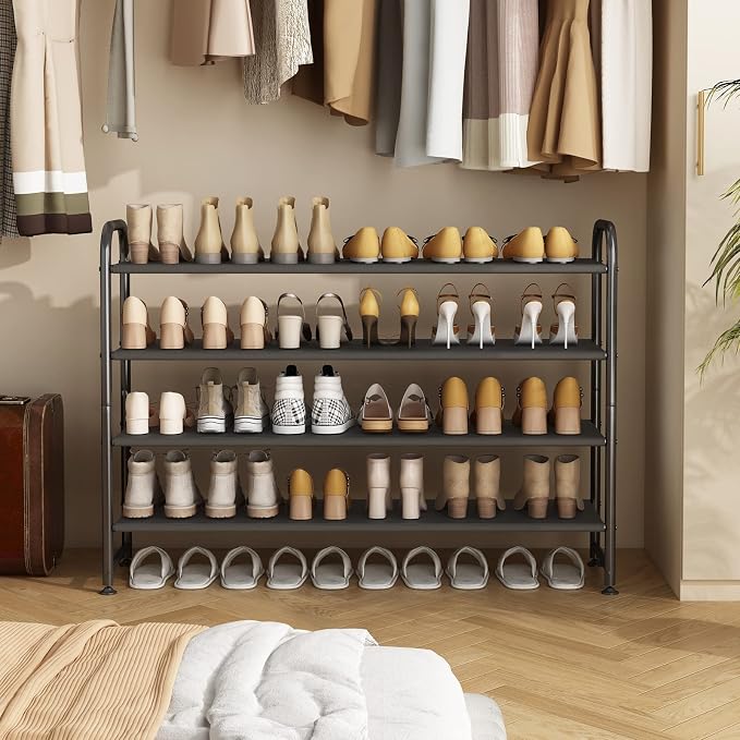 INGIORDAR Shoe Rack 4 Tier Long Storage Organizer Wide Metal Shoe Shelf - Image 2