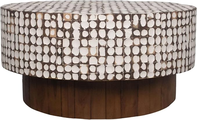 East at Main Round Coffee Table – White Boho Cocktail Table - Image 3
