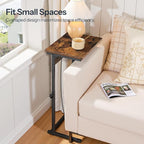HOOBRO C-Shaped End Table with Charging Station, Adjustable Height Sofa Tray - Image 7