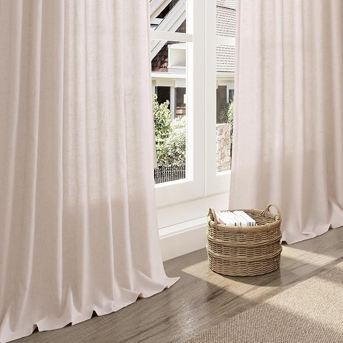 Natural White Linen Curtains 90 Inches Long - Image 5