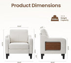 Accent Chair for Living Room Modern Linen Upholstered Armchair Side Wooden - Image 2