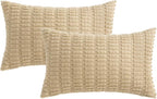 MIULEE Lumbar Corduroy Decorative Throw Pillow Covers 12x20 Tan Pack of 2 | - Image 6