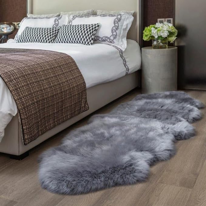 HUAHOO Premium Genuine Sheepskin Rug Grey Real Australia Sheepskin Natural - Image 3