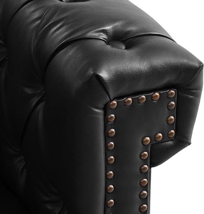 KEIKI 99" L-Shaped Luxury PU Leather Chesterfield Sectional Sofa - Image 5