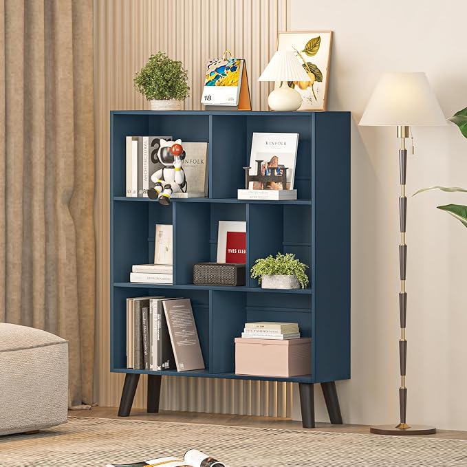 YAHARBO Blue Bookshelf, 3 Tier Book Shelf - Image 5