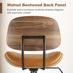 Armless Office Chair with Wheels, PU Leather Adjustable Height Desk Chair - Image 6