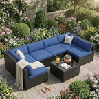 7-Piece Outdoor Patio Furniture Set, Modular Sectional Sofa by GarveeHome