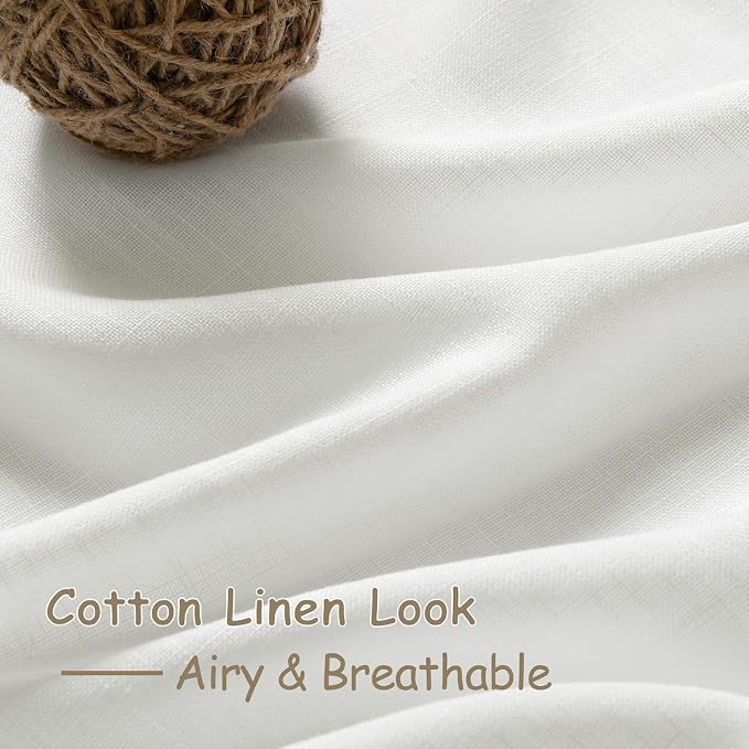 Off White Linen Blend Semi Sheer Curtains 86 Inches Long 2 Panel Set Pocket - Image 5