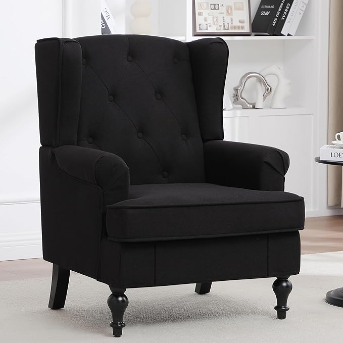 Accent Chair for Living Room, Mid Century Modern Upholstered Armchair, Wingback by choairy