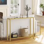 HOOBRO 39.4" Narrow Console Table, Tempered Glass Sofa Table, Behind Couch - Image 4