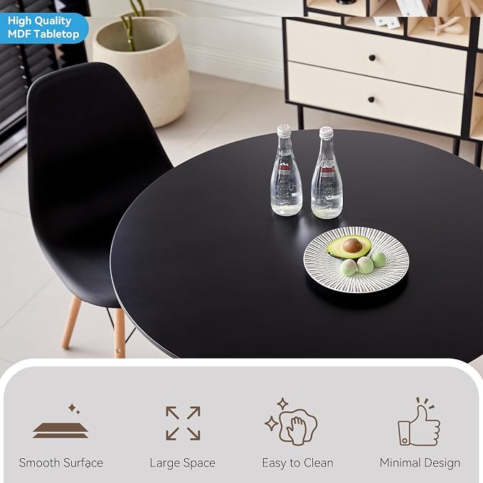 5-Piece 35.5" Round Dining Table Set, Small Kitchen Table Chairs Set of 4 - Image 3