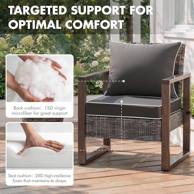 MIULEE Dark Grey Outdoor Seat Cushion 22x22 Inch Waterproof & 3 Year Fade - Image 6