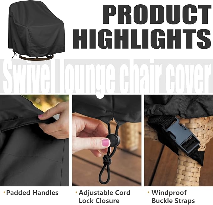 Outdoor Swivel Lounge Chair Cover, Heavy Duty Waterproof Patio Furniture Cover - Image 3