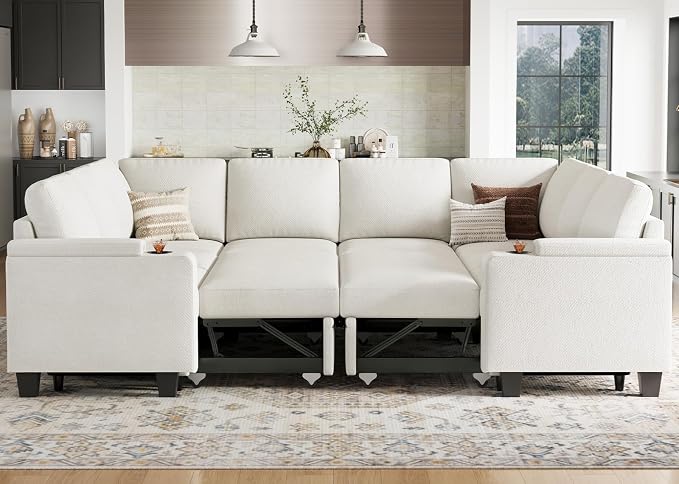 Belffin Chenille Sectional Sleeper Sofa - Image 7