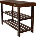 Homemaid Living Bamboo 3 Tier Shoe Rack Bench, Premium Shoe Organizer or - Image 6