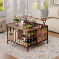 Coffee Table with Storage, Lift Top Coffee Table with Display Shelf and Hidden by BIZOEIRON