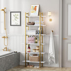 6 Tiers Bookshelf Organizer White Faux Marble Shelf, Modern Open Display - Image 6