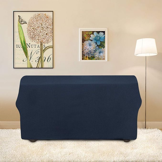 Easy-Going Stretch Loveseat Couch Covers Washable Dark Blue | 1-Piece Loveseat - Image 4