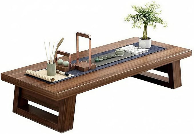 Solid Wood Japanese Style Tea Table, Low Long Coffee Table by Unknown