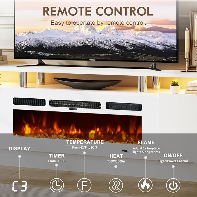 80" Entertainment Center & TV Stand, Modern Media Console - Image 6