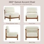 Mid Century Modern Accent Chair Set of 2, Upholstered Armless Lounge Chair - Image 6