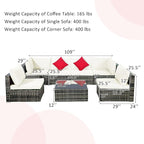 Tangkula 7 Pieces Wicker Patio Furniture Set, All-Weather Outdoor Rattan - Image 4