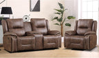 EBELLO Faux Leather Manual Recliner Sofa Set, 1 Seat Reclining Chair and a - Image 7