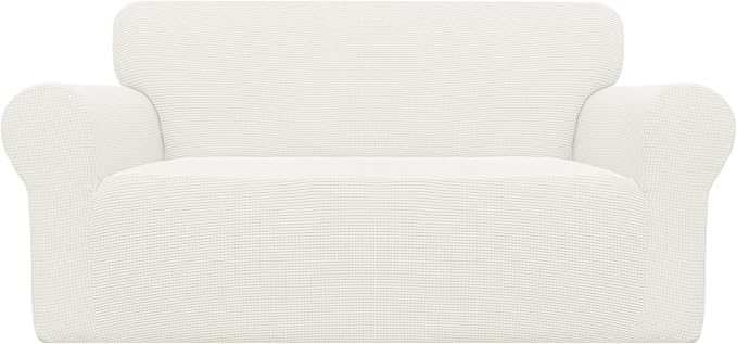 Easy-Going Stretch Oversized Loveseat Couch Covers Washable Cream | 1-Piece by Easy-Going