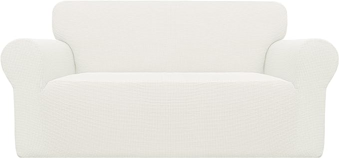 Easy-Going Stretch Loveseat Couch Covers Washable Cream | 1-Piece Loveseat by Easy-Going