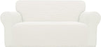 Easy-Going Stretch Loveseat Couch Covers Washable Cream | 1-Piece Loveseat by Easy-Going