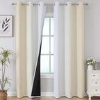 Beige and Grayish White Ombre Blackout Curtains Living Room 84 Inches Long | by ESTELARTEXTILER