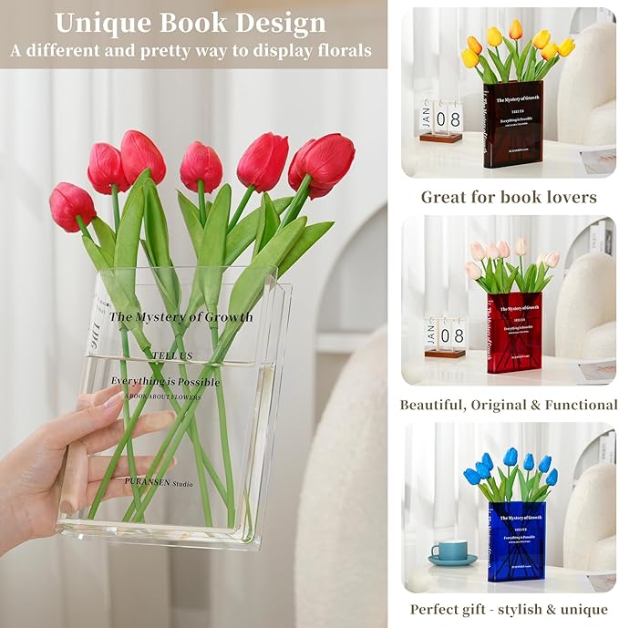 Puransen Clear Bookend Vase for Flowers - Image 3
