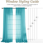 Turquoise Sheer Curtains 84 Inches Long 2 Panels Set, Light Filtering Sheer - Image 7