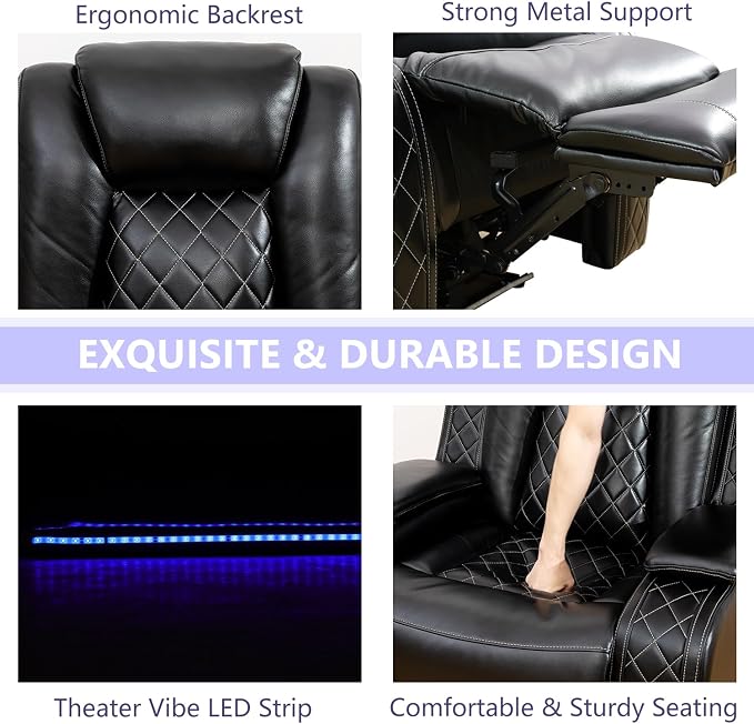 Power Recliner Sofa Set, Breathing Leather Reclining Sofa Set, Recliner Couch - Image 8