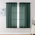 Chyhomenyc Hunter Green Sheer Curtains 54 Inch Long 2 Panels Set, Short Voile by Chyhomenyc
