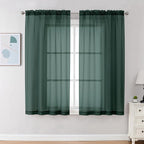 Chyhomenyc Sheer Curtains 63 Inch Length 2 Panels, Hunter Green | Light by Chyhomenyc