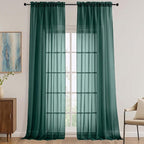 Hunter Green Sheer Curtains 120 Inches Long 2 Panels Set, 59 Inch Extra Wide by OVZME