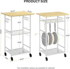 ThreeHio Rolling Kitchen Microwave Cart, 3 Tier Microwave Table Stand - Image 3