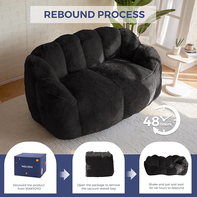 MAXYOYO Bean Bag Chair for Adults, Loveseat Floral Shaped Bean Bag Sofa - Image 7