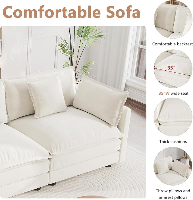 mikibama Modular Sectional Sofa, 111.5 Inch L Shaped Couch Set - Image 5