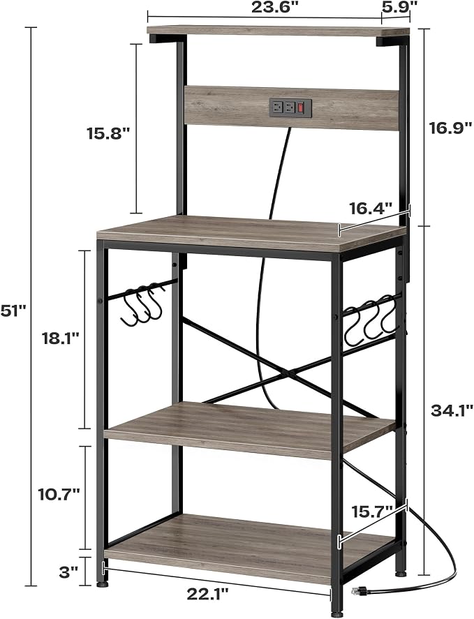 SUPERJARE Kitchen Bakers Rack - Image 7