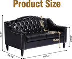 LEVNARY Chesterfield Loveseat Leather, Upholstered Sofa - Image 2