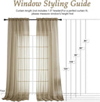 Sheer Taupe Curtains 108 Inches Long 2 Panels Set, 59 Inch Extra Wide - Image 2