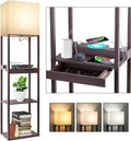 RUNTOP Floor Lamp with Shelves, Modern Standing Lamp with Wireless Charger by RUNTOP