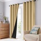 SimpleHome Biscotti Beige 100% Blackout Curtains Room Darken Living Room 63 | - Image 8
