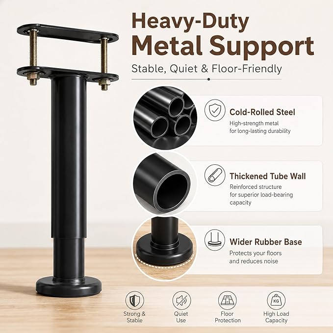 2Pcs Adjustable Height Bed Frame Support Leg, Extra Sturdy Steel Bed Frame - Image 6