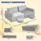 12 Pcs Modular Kids Play Sofa Convertible Foam Floor Mat and Play Fortress - Image 2