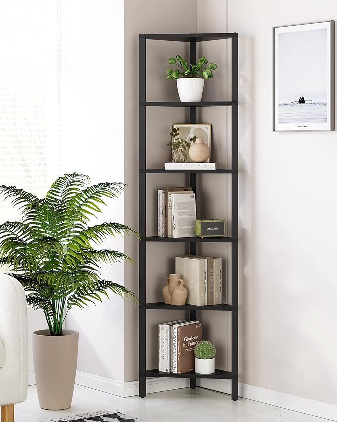TUTOTAK Corner Shelf, 6-Tier Corner Bookshelf - Image 5